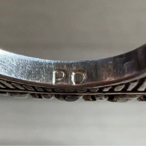 Designer Signed PD Sterling Silver Tall Flat Stacking Ring, Size 6, 2.7g - Picture 8 of 12